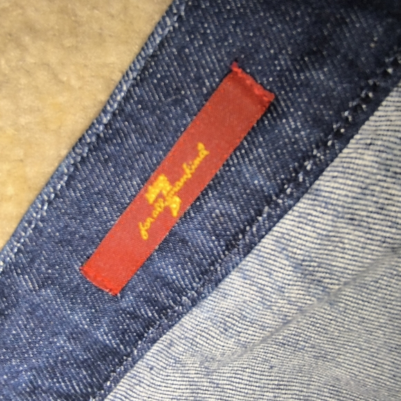 7 For All Mankind Zebra Print Button Front Mini Denim Skirt Size 26 - Picture 12 of 13